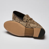 Gucci Jordaan Loafer in Beige and ebony GG CanvasSize 37