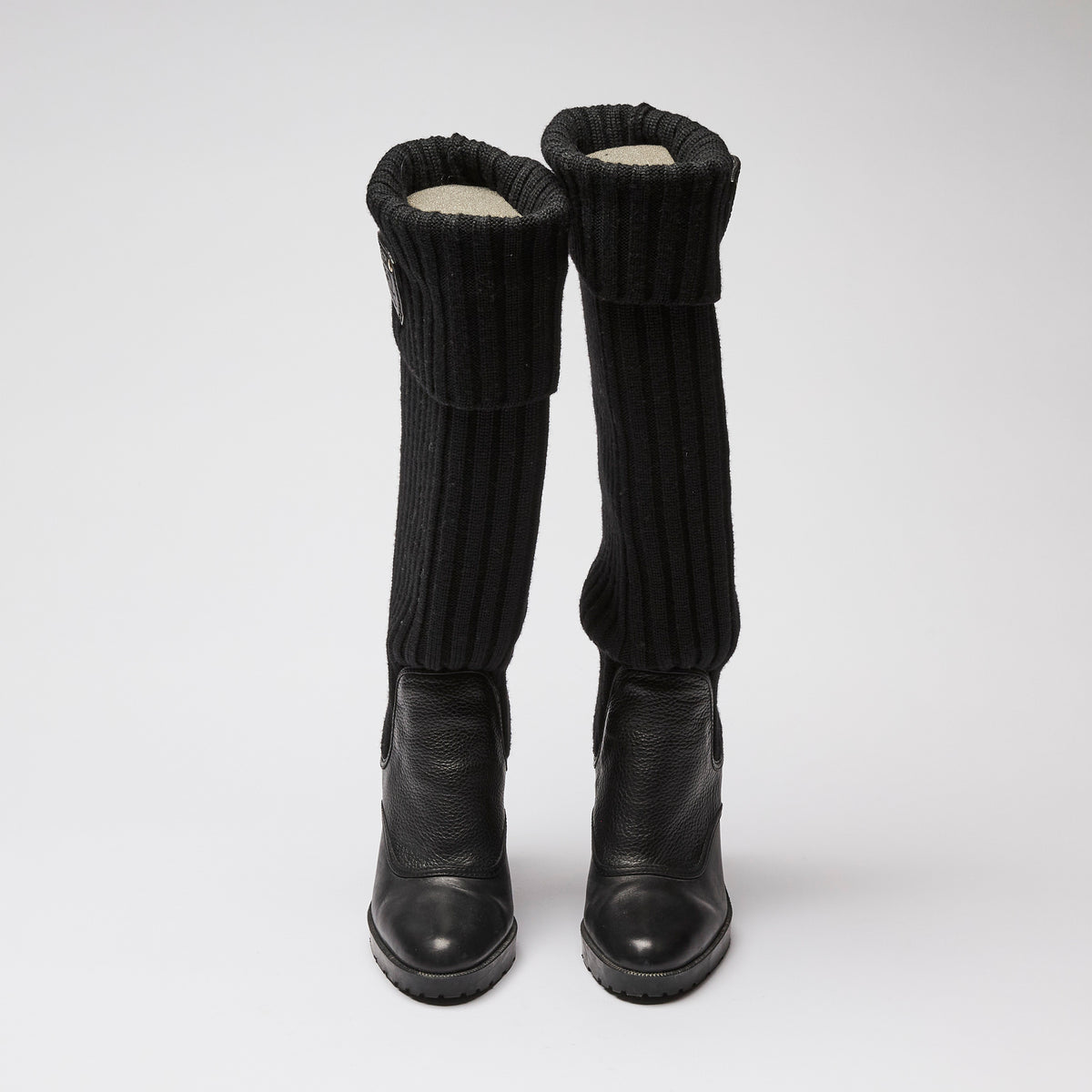 Gucci Knee-High Boots with Ribbing Size 35