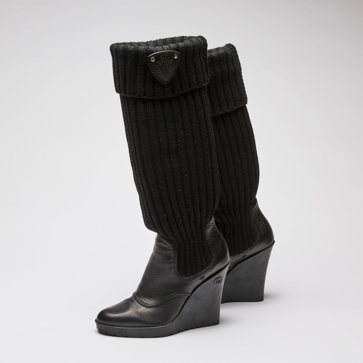 Gucci Knee-High Boots with Ribbing Size 35