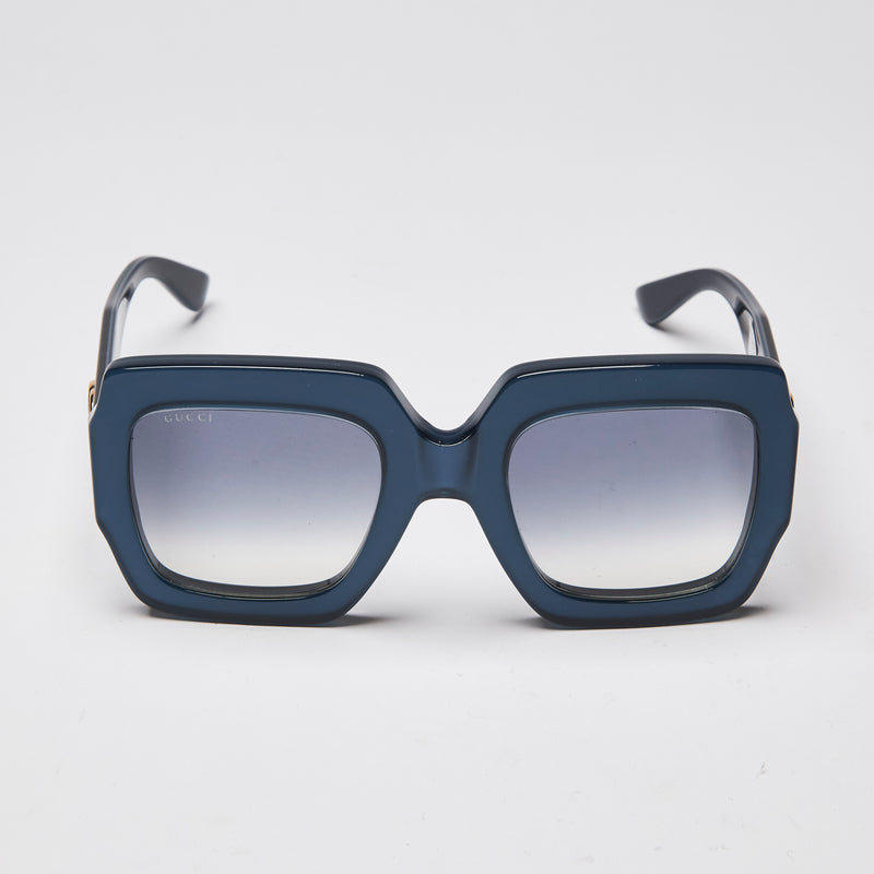 Gucci Acetate Square Web Frame Sunglasses in Navy