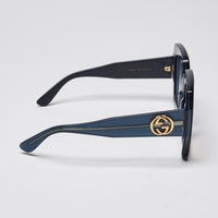 Gucci Acetate Square Web Frame Sunglasses in Navy