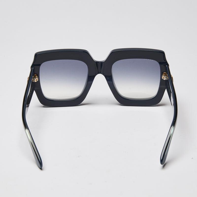 Gucci Acetate Square Web Frame Sunglasses in Navy