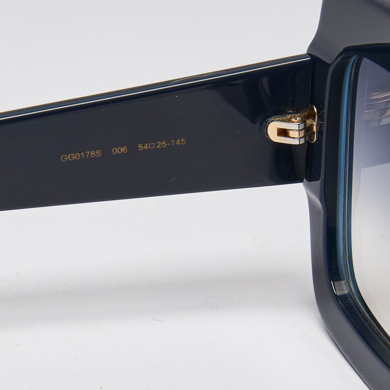 Gucci Acetate Square Web Frame Sunglasses in Navy