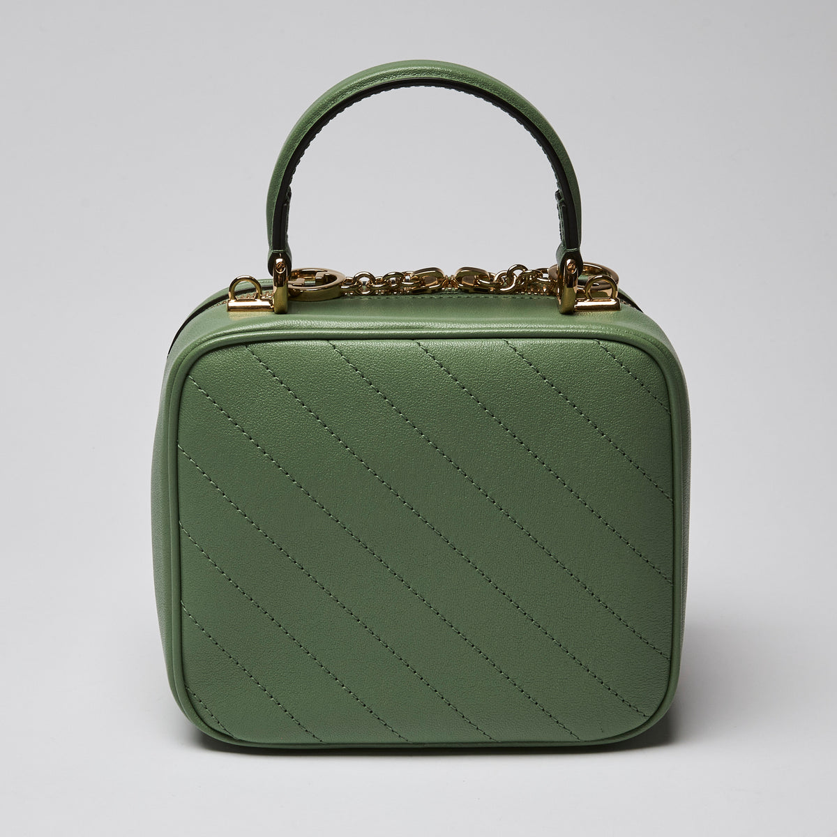 Gucci Calfskin Diagonal Stitched Blondie Small Top Handle Bag Green (back)