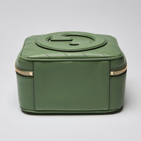 Gucci Calfskin Diagonal Stitched Blondie Small Top Handle Bag Green (bottom)