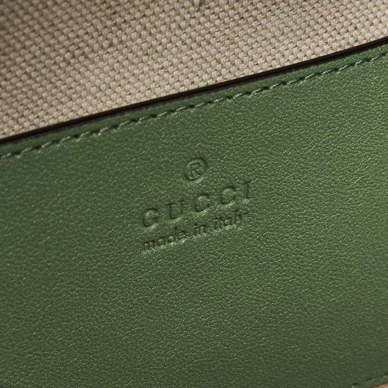 Gucci Calfskin Diagonal Stitched Blondie Small Top Handle Bag Green (logo)