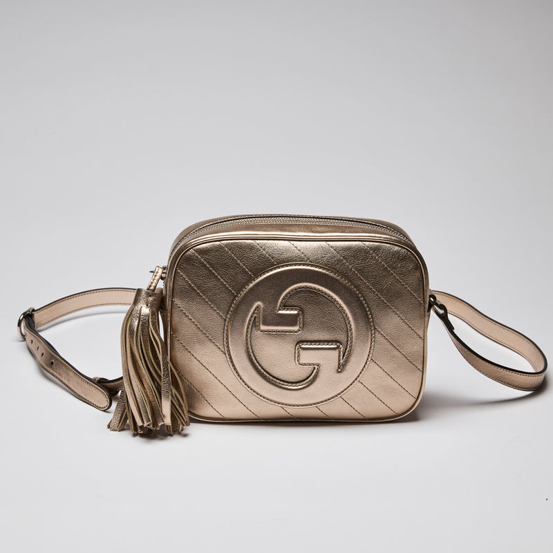 Gucci Small Blondie Metallic Leather Cross-Body Bag (front of handbag)