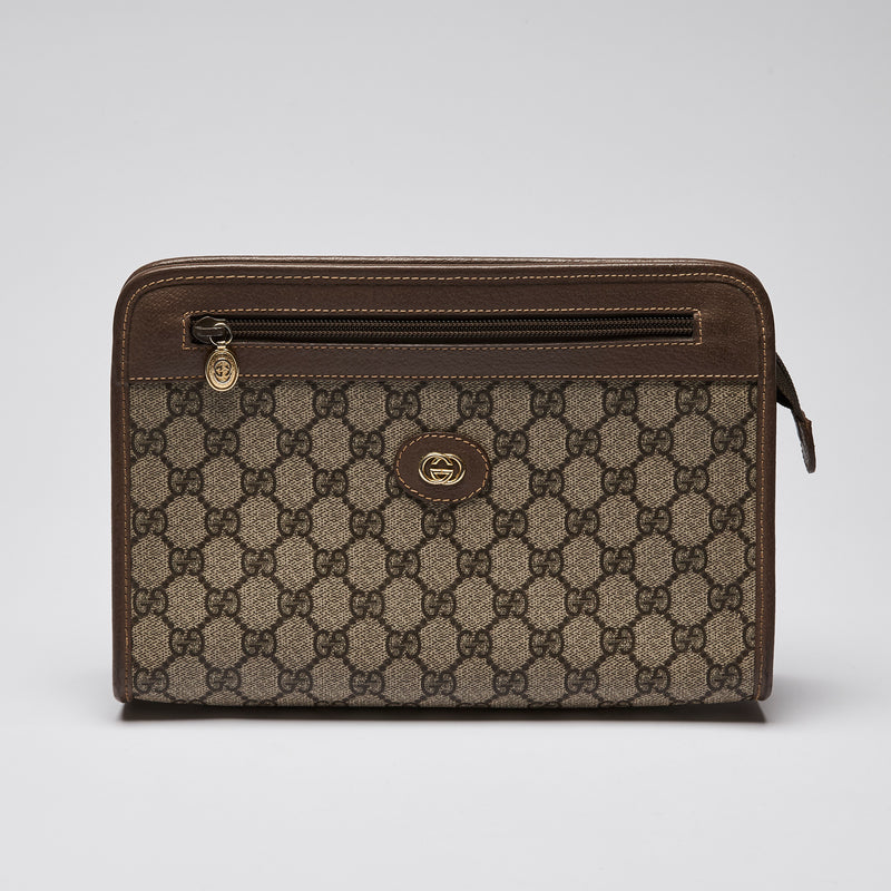 Gucci Ophidia Leather Clutch Bag Brown