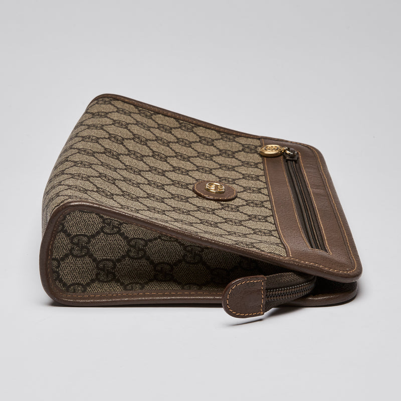 Gucci Ophidia Leather Clutch Bag Brown