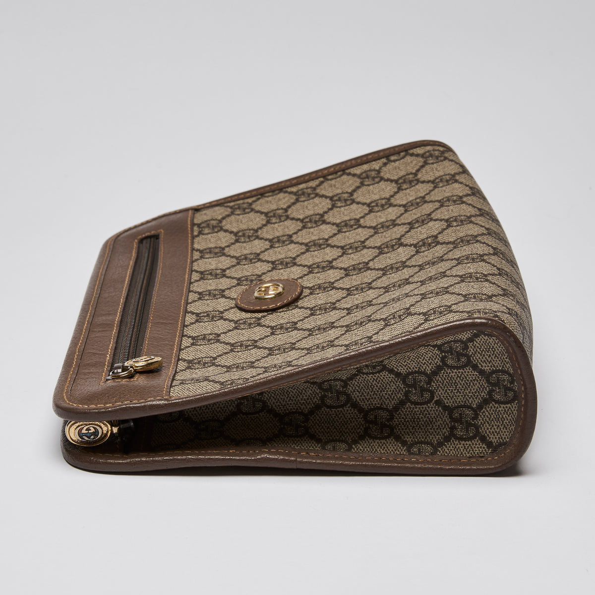 Gucci Ophidia Leather Clutch Bag Brown