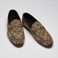 Gucci Brown Monogram Jordaan Loafers Size 37