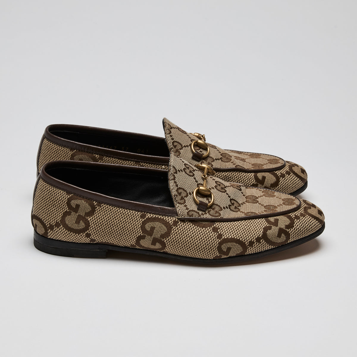 Gucci Brown Monogram Jordaan Loafers Size 37