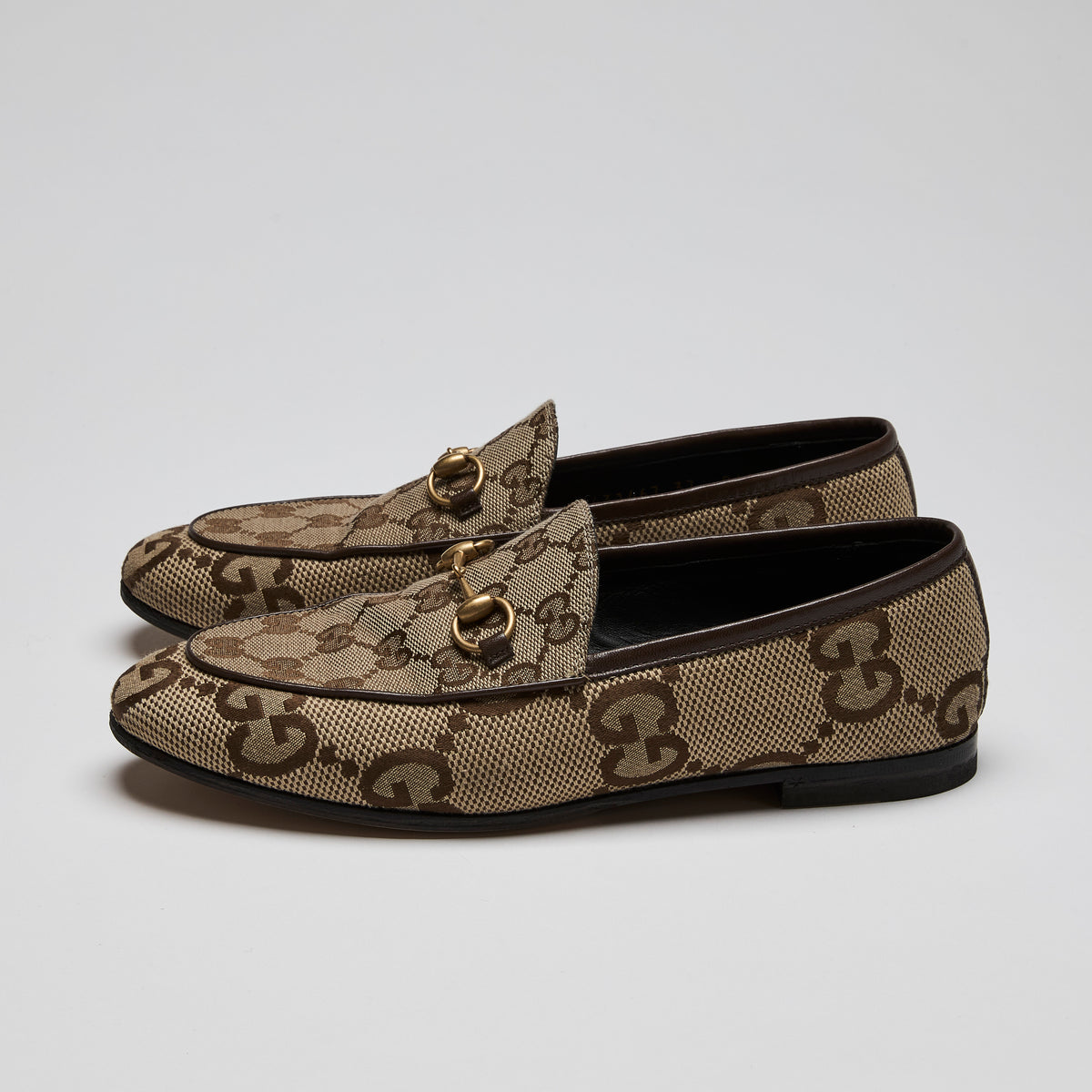 Gucci Brown Monogram Jordaan Loafers Size 37