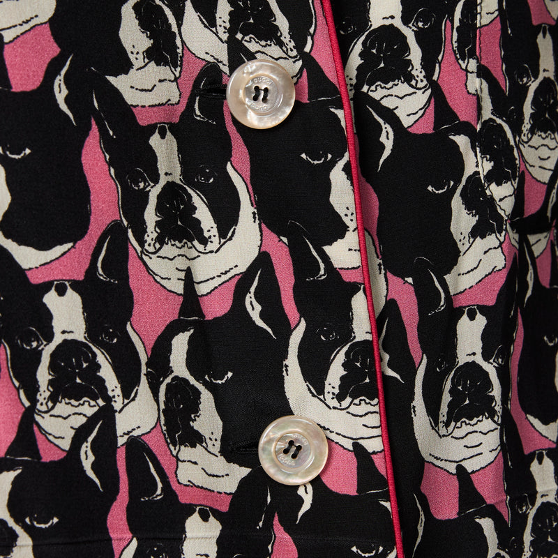 Gucci Bulldog Print Silk Blouse Size 36