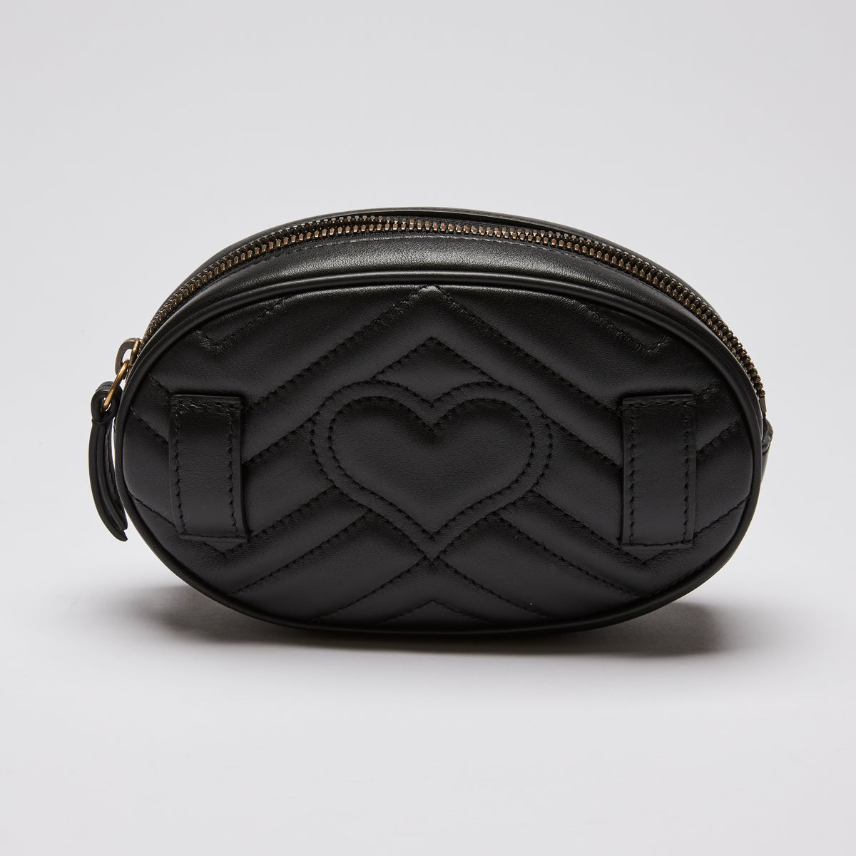 Excellent Pre-Loved Black Quilted Leather Oval Waist Pouch.(back)