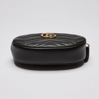 Excellent Pre-Loved Black Quilted Leather Oval Waist Pouch.(bottom)