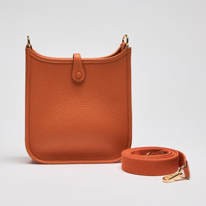 Excellent Pre-Loved Hermes Mini Evelyn Clemence Leather "Amazone" Orange (Back)