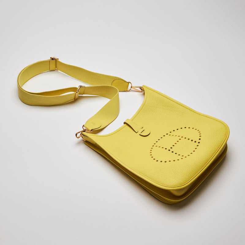 Hermes Yellow Grained Leather Evelyne Crossbody Bag