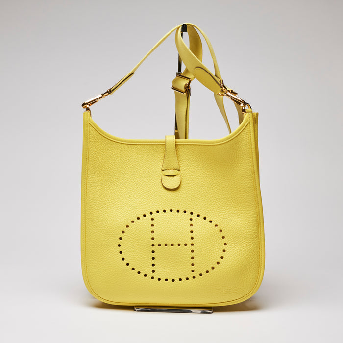 Hermes Yellow Grained Leather Evelyne Crossbody Bag