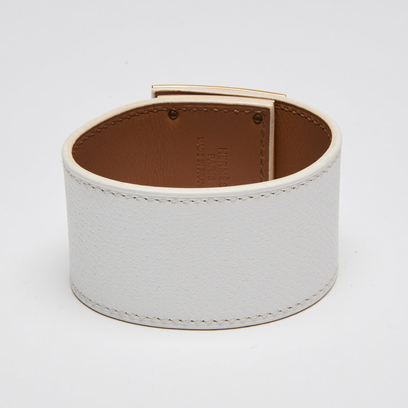Hermes Kelly White Leather Dog Bracelet