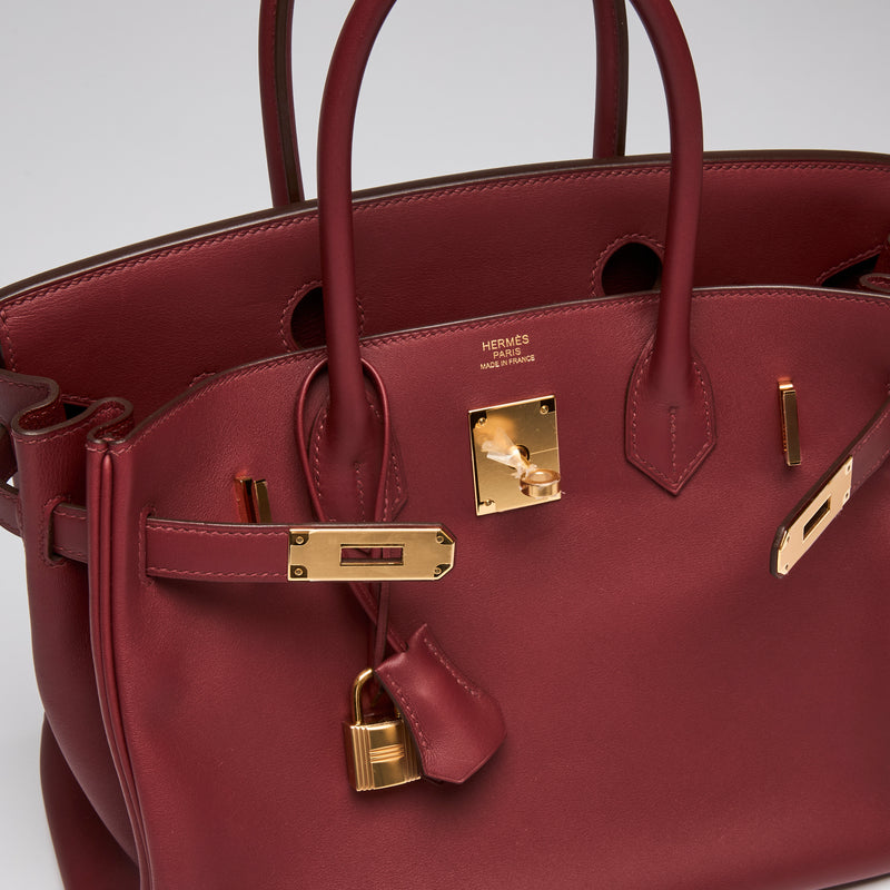 Hermes Burgundy Swift Leather Birkin 30