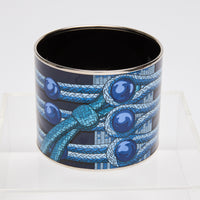 Hermes Extra Wide Enamel Bangle Bracelet in Blue/Silver