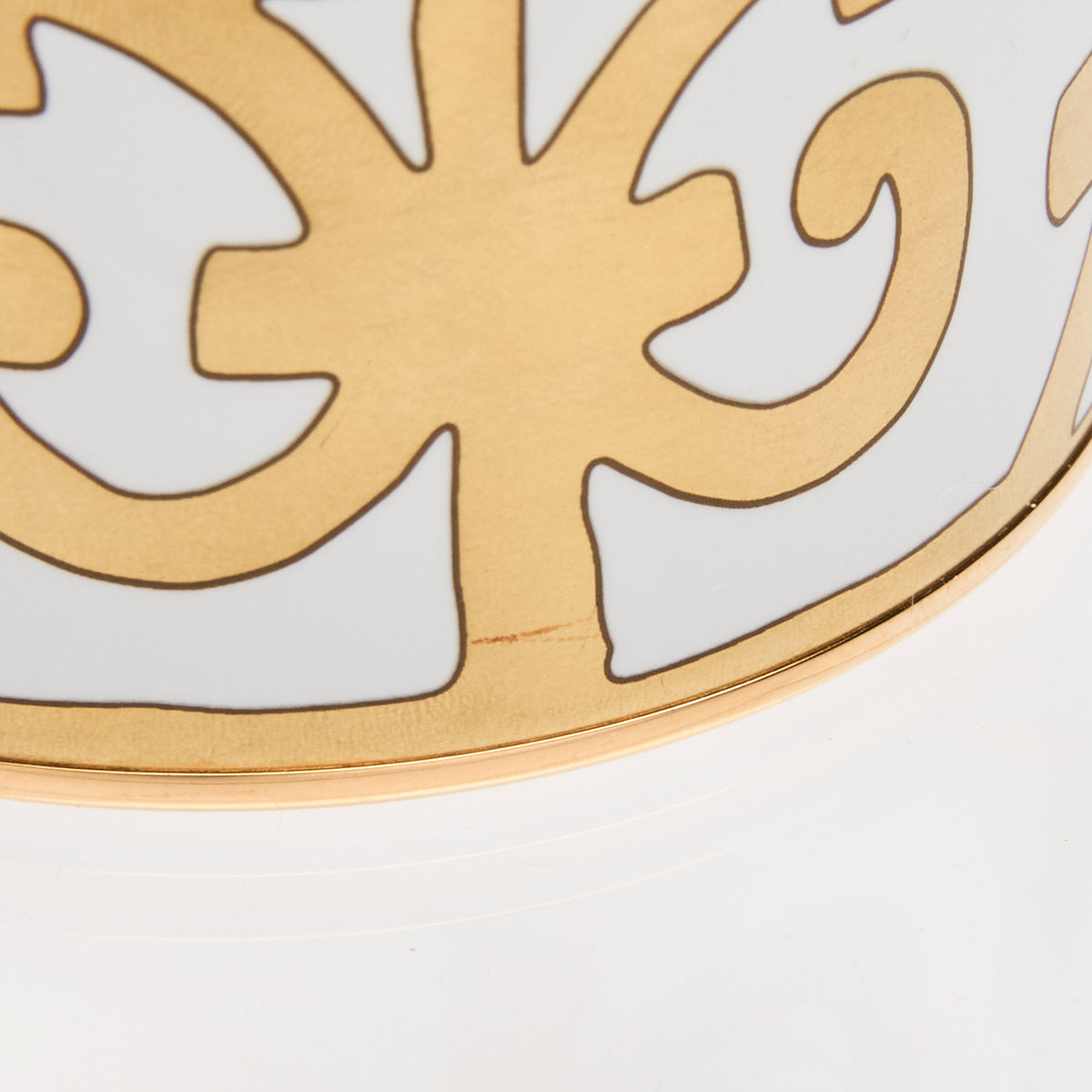 Hermes Extra Wide Enamel Bangle Bracelet in White/Gold