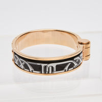 Hermes Hinged Bracelet in Black/White/Gold