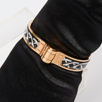 Hermes Hinged Bracelet in Black/White/Gold