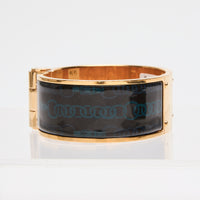 Hermes Wide Hinged Bracelet in Black/Blue/Gold