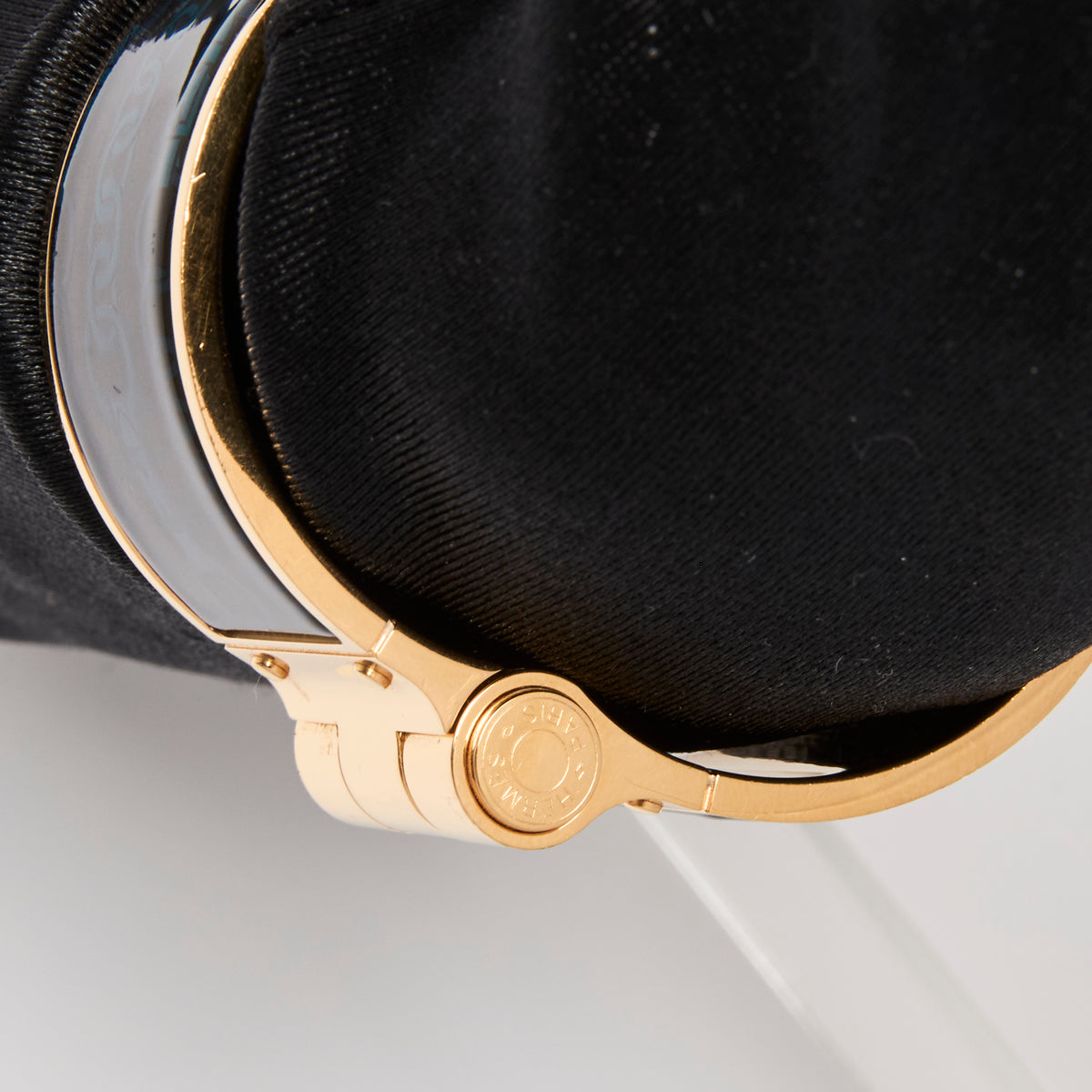 Hermes Wide Hinged Bracelet in Black/Blue/Gold