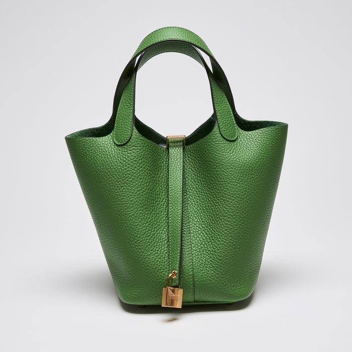 Hermes Vert Yucca Clemence Monochrome Picotin Lock 18 (front)