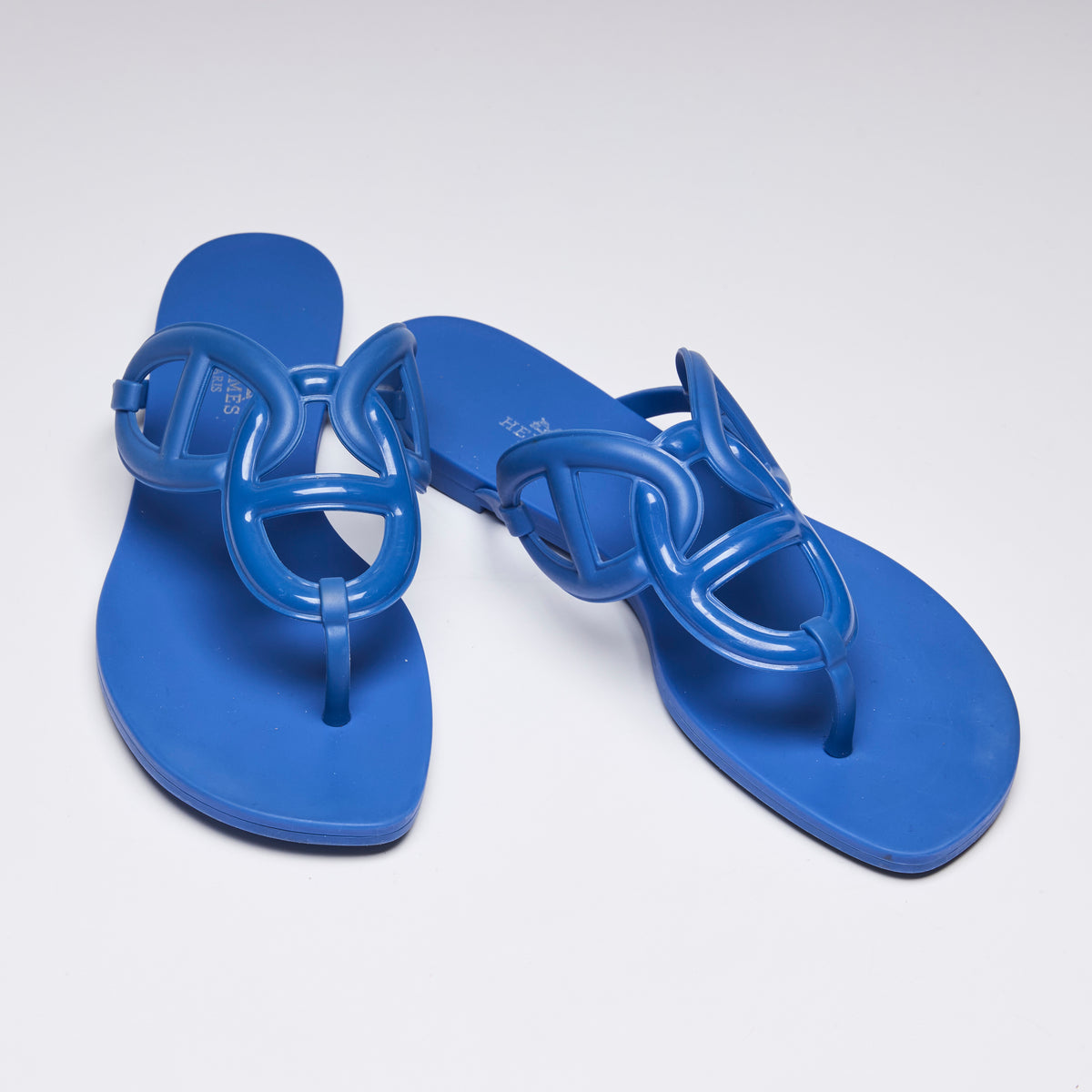 Hermes Blue Aloha Jelly Sandals Size 38 (front)