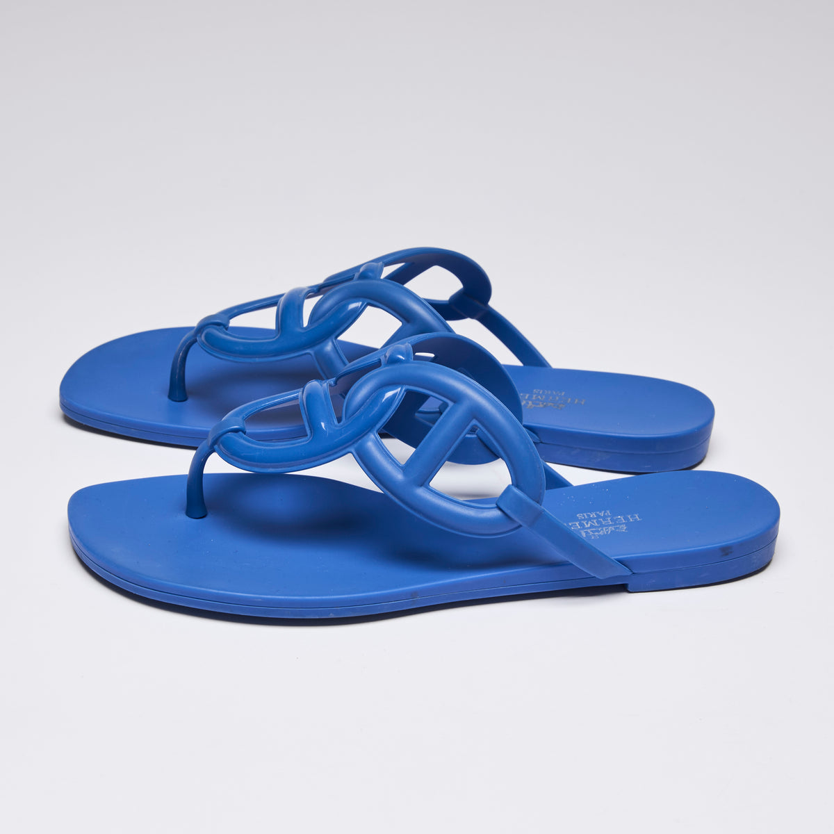 Hermes Blue Aloha Jelly Sandals Size 38 (side)