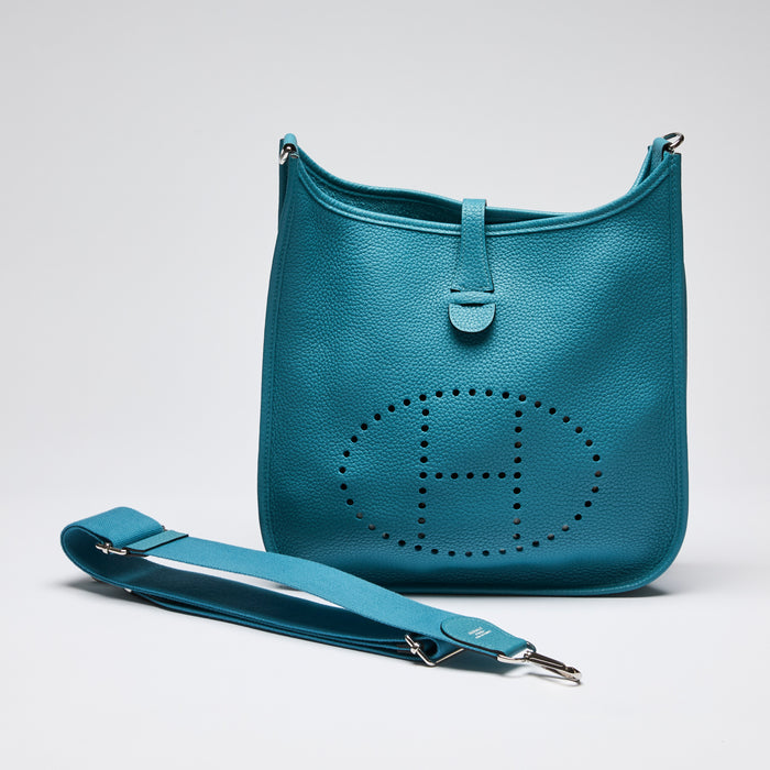 Hermes Taurillon Clemence  Evelyne 29 Blue (Front)