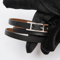 Hermes Black Leather Wrap H Bracelets