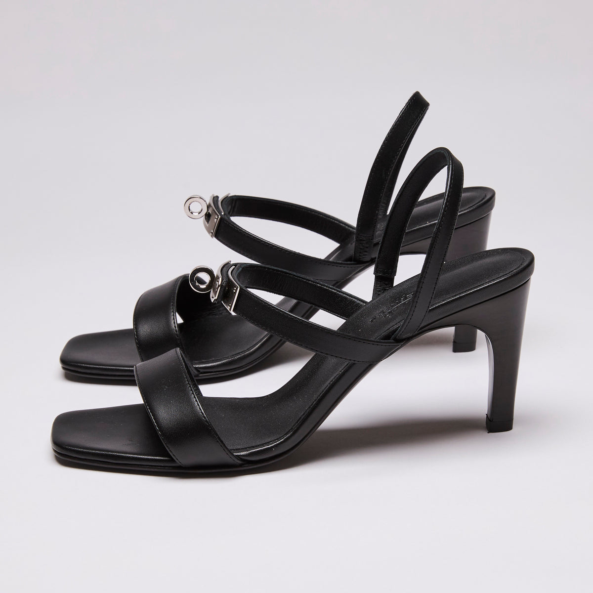 Hermes Glamour Slingback Sandals Black Size 37.5