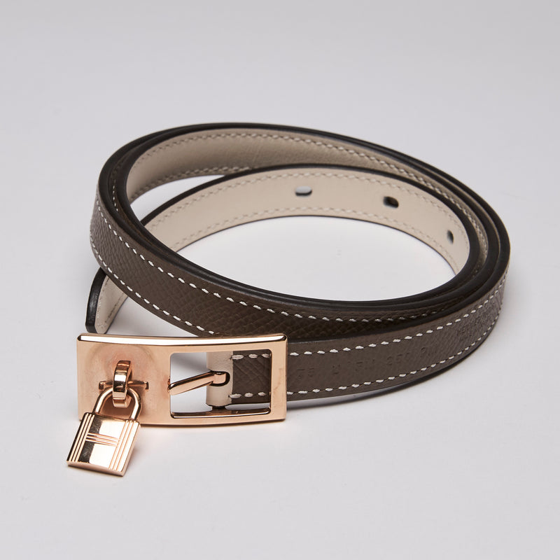 Hermès Reversible Lucky 15 Belt White & Etoupe