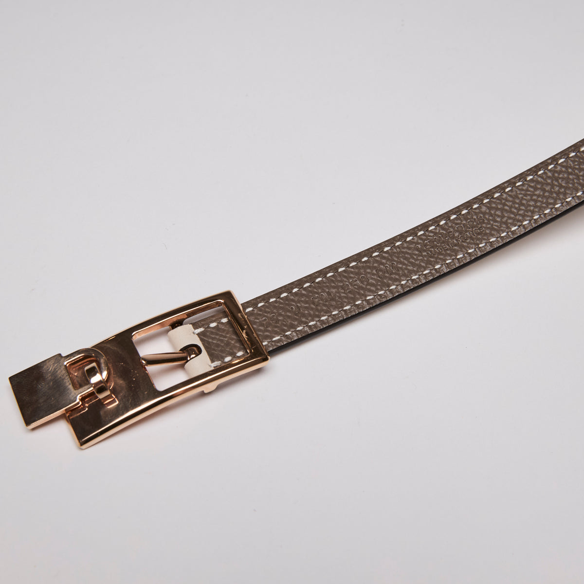 Hermès Reversible Lucky 15 Belt White & Etoupe