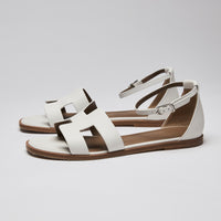 Hermes Calfskin Santorini Sandals White Size 37.5