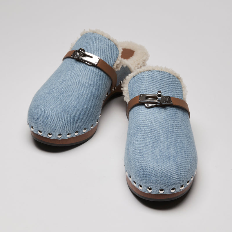 Hermes Carlotta Denim Mule Size 39