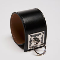 Hermes Creneau Black Leather Bracelet With Palladium Hardware(front)