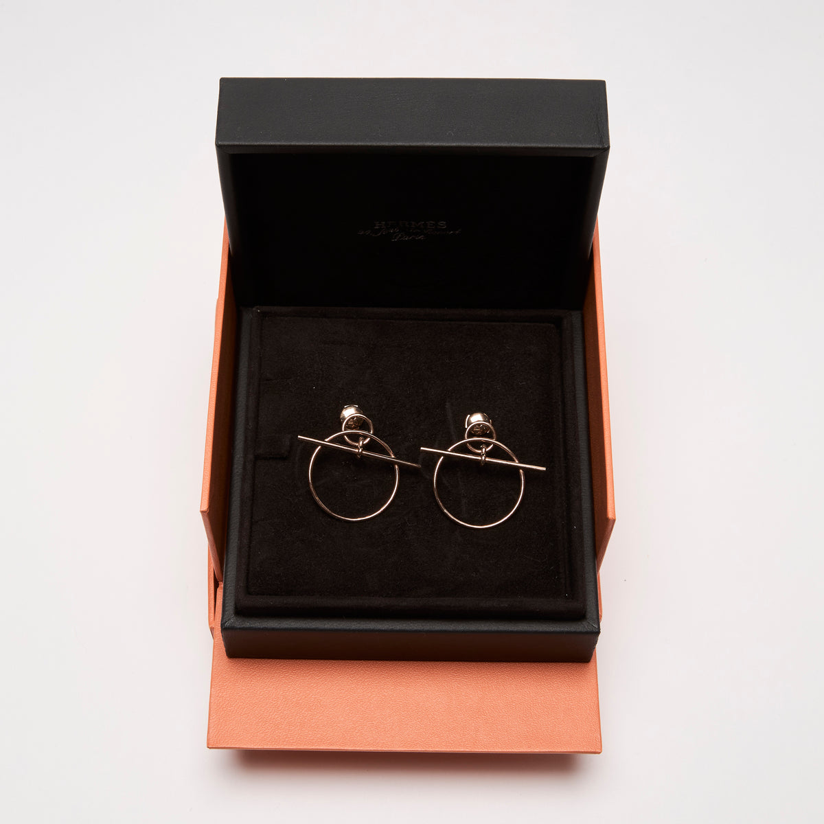 Hermes Gold Loop PM Pink Earrings(front)