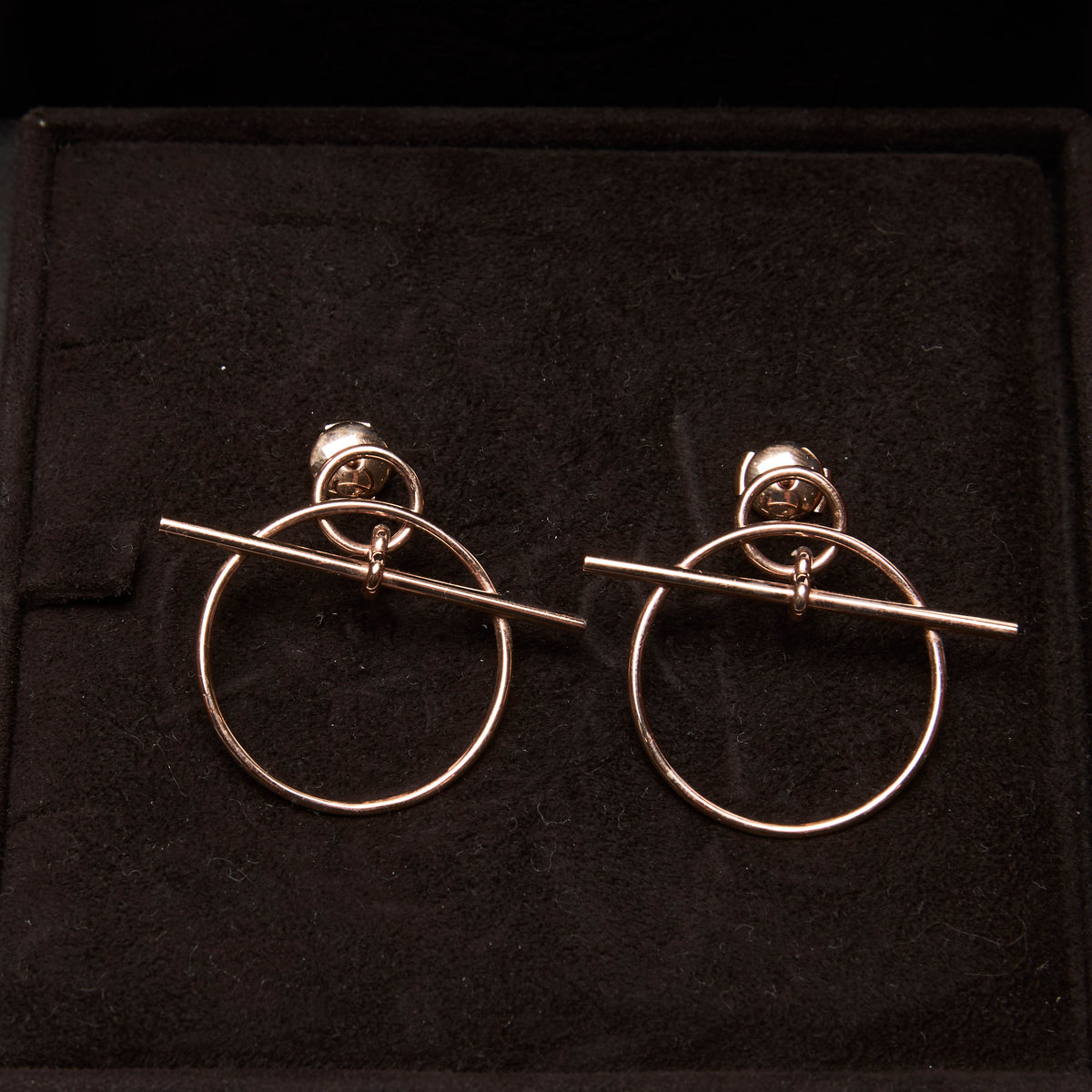 Hermes Gold Loop PM Pink Earrings(front)