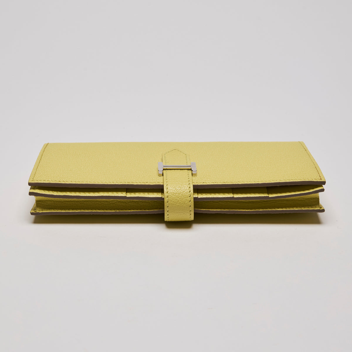 Hermes Chevre Mysore Bearn Gusset Long Wallet Yellow (Top)