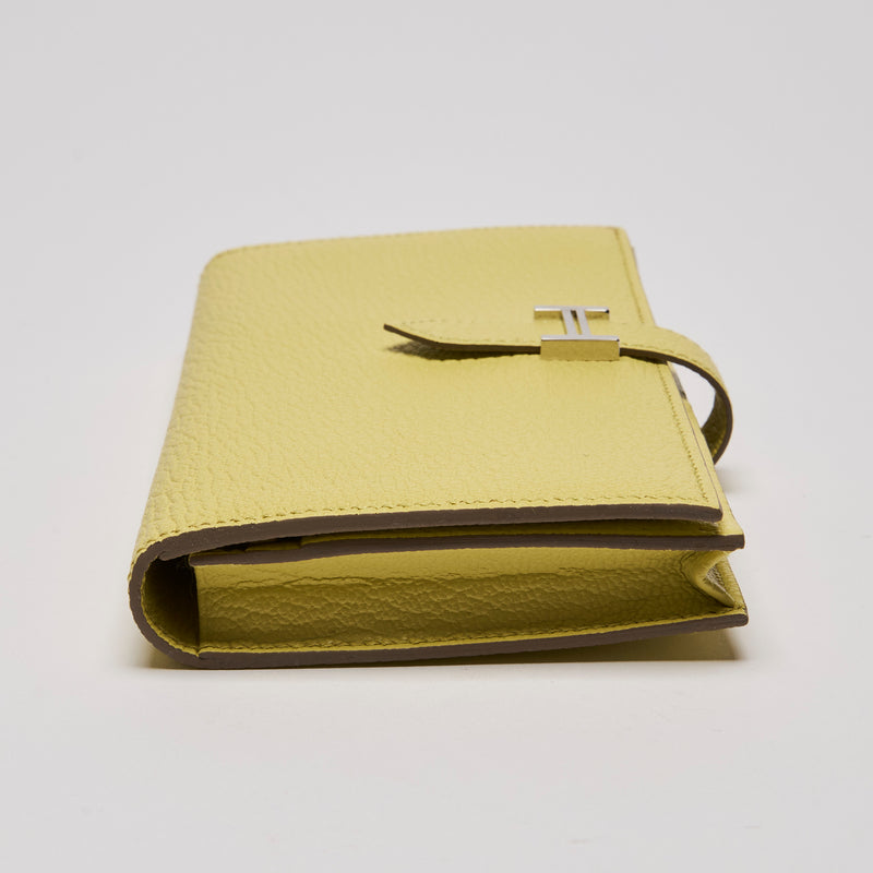 Hermes Chevre Mysore Bearn Gusset Long Wallet Yellow (Side)