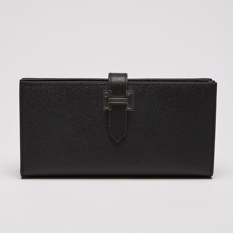 Hermes Bearn Gusset Long Wallet Black (Front)