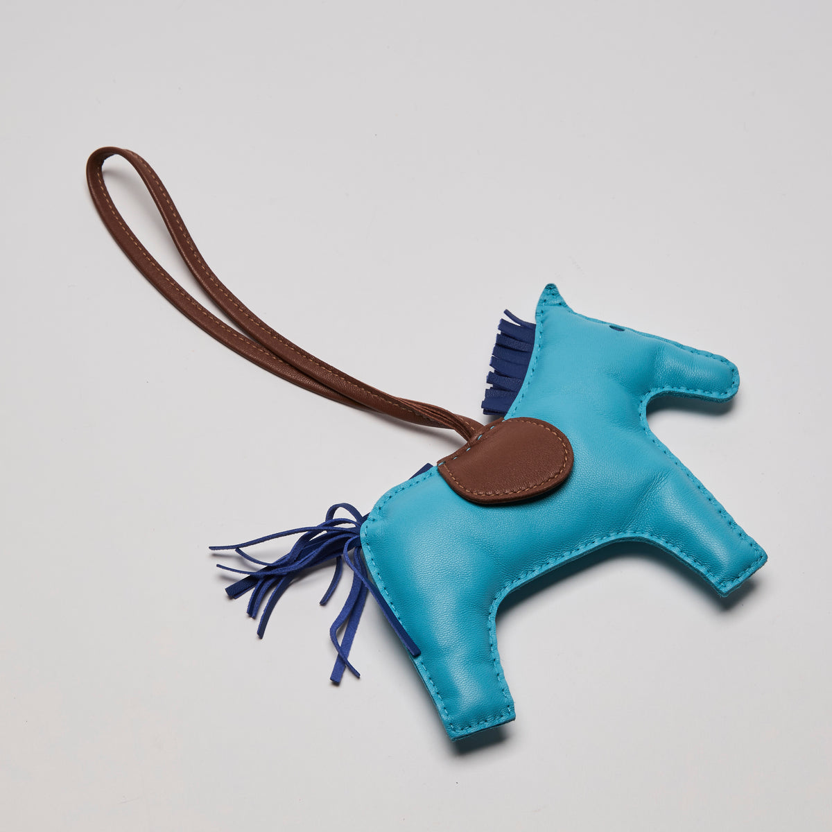 Auth Hermes Blue Rodeo Bag Charm Horse(side)