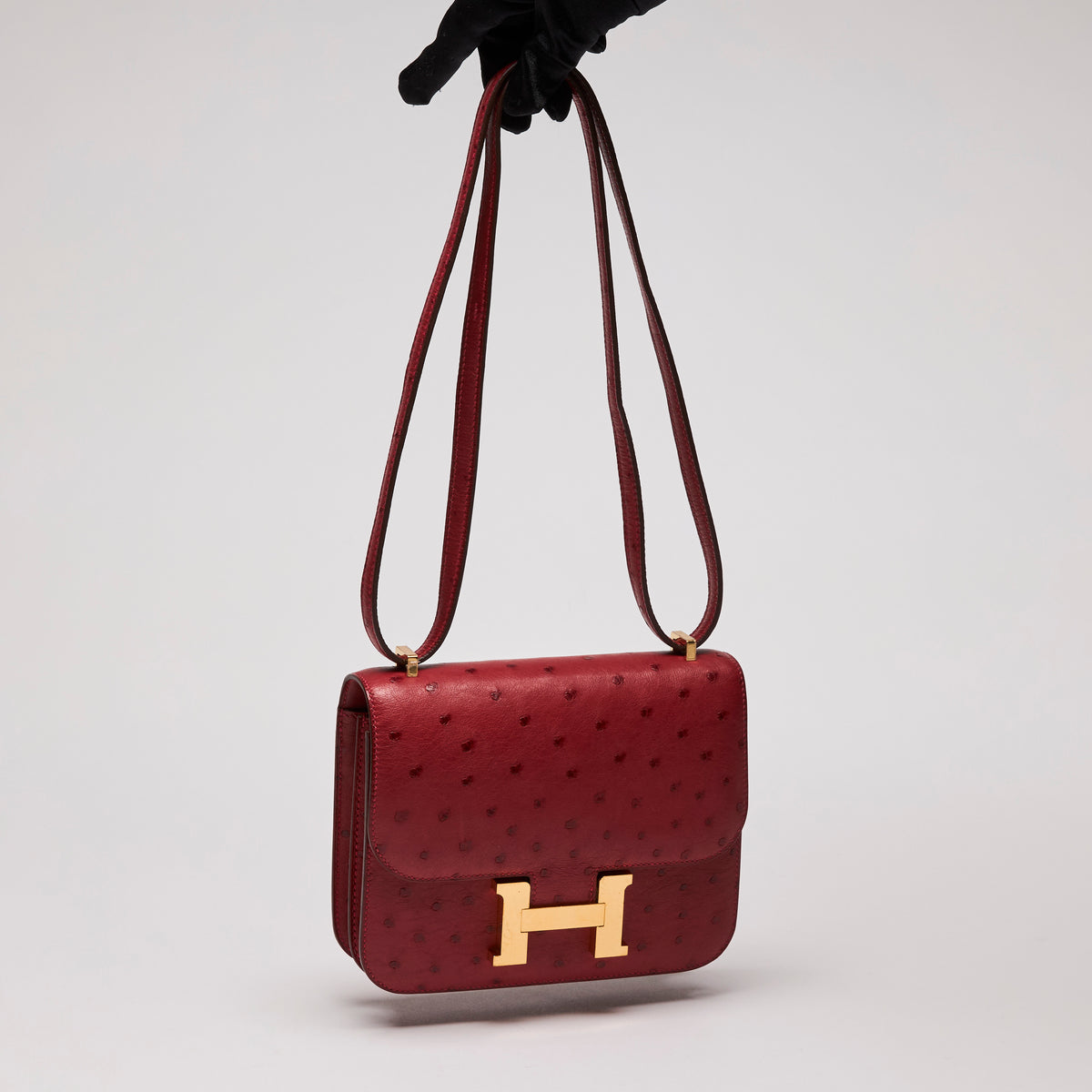 Hermes Red Ostrich Leather Constance 18 (Front)