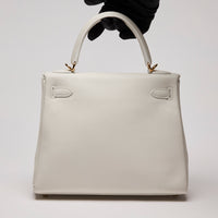 Hermes White Swift Leather Kelly 25 (Back)